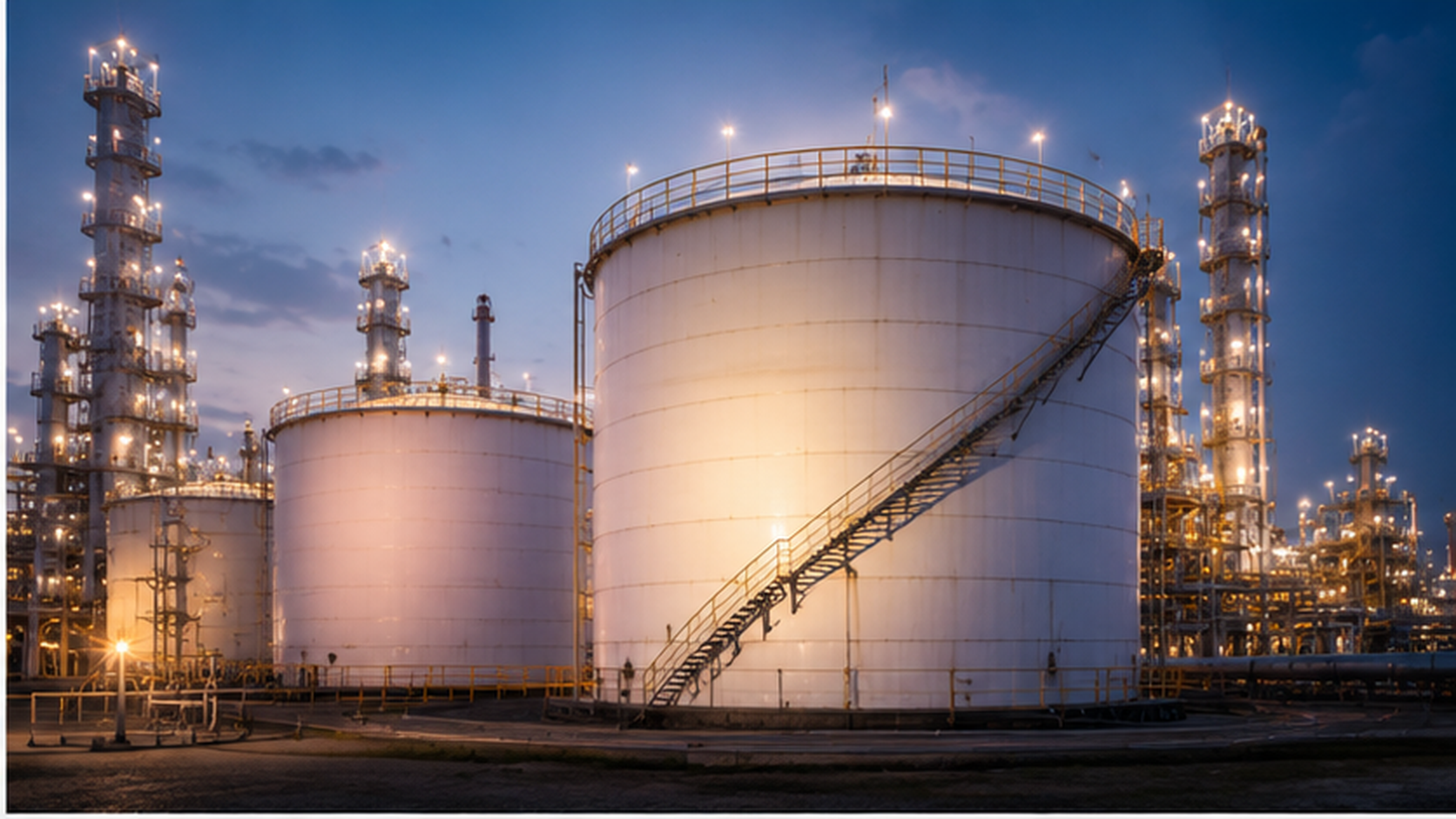 Oil refinery storage tanks — petroleum supply
